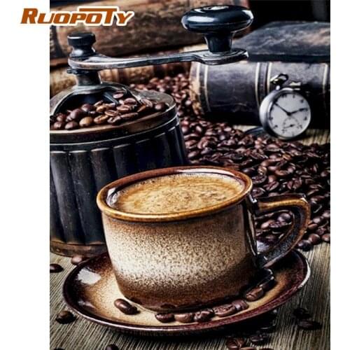 RUOPOTY 40x50cm Painting By Numbers Kits For Adults Children Coffee Bean Landscape Paint By Number Home Deco Wall Art Photos