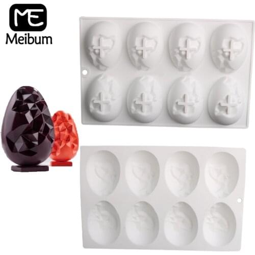 Meibum Mousse Baking Tools Easter Egg with Diamond Pattern Silicone Cake Molds Kitchen Dessert Bakeware Chocolate Moulds
