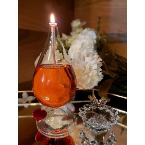 Viyale Store Heart Tulip Glass Oil Lamp