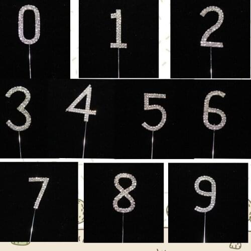 Cupcake Toppers Hot! Rhine Stone Diamond Wedding Cake Topper Birthday Anniversary Party Digital Festival Decoration Inserted