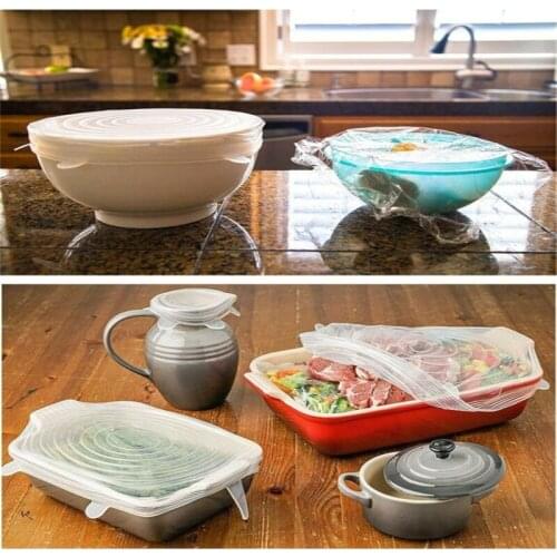 6Pcs Universal Silicone Stretch Suction Pot Lids Kitchen Cover Pan Bowl Food Wrap Bowl Pot Cid Cover Cooking Kitchen Stoppers