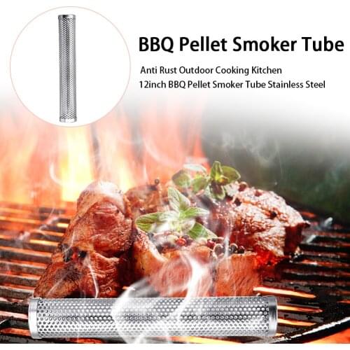 Round Hexagon Universal Stainless Steel Smoke Generator Hot Cold Smoking BBQ Pellet Smoker Tube Outdoor Cooking Net Pipe Grills