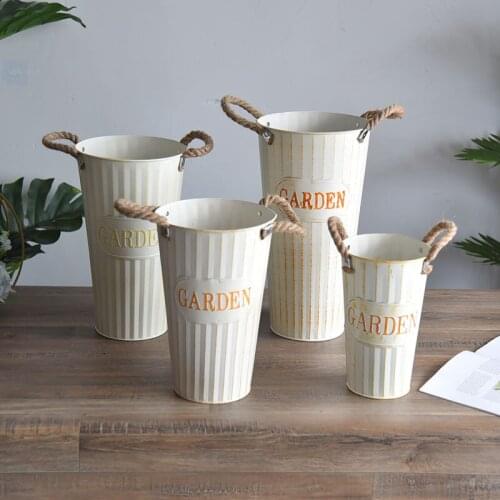 Dried Flower Bucket Flower Arrangement Flower Shop Decoration Tin Bucket Flower Bucket American Flower Tube Floor Vase