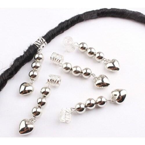 5Pcs Hair Braid Dreadlocks Bead Hair Ring Cuffs Dread Tube Charms Dreadlock Braid Styling Tools African Braids Accessories