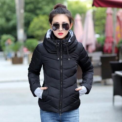 Womens Jacket Coats Plus Size Parkas Thicken Solid Hooded Zipper Casual Short Female Cotton Warm Padded Outerwear