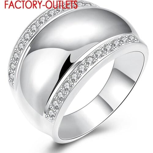 925 Sterling Silver Engagement Ring Fashion Jewelry Trendy Ellegant Style Cubic Zirconia Pave Setting Women Girls Wholesale
