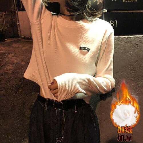 Winter Long Sleeve T-shirt Womens Short Top