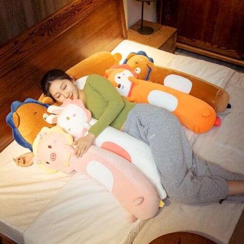 100CM Cute Soft Long Pig Rabbit Bear Lion Boyfriend Pillow Plush Toys Stuffed Pause Office Nap Sleep Cushion Gift Doll for Kids