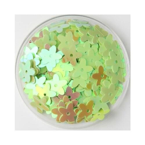 1000pcs/lot 10mm Flat Flowers Five Petal Loose sequins Sewing Wedding Craft Women Kids DIY Garment Accessories Light Green AB