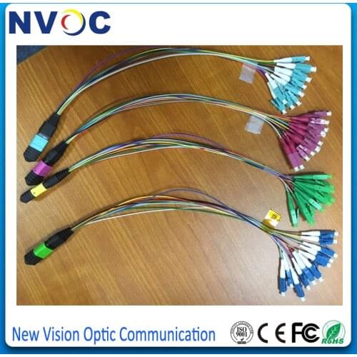 2Pcs/Lot,12core,OM3 MPO Female to Harness LC/UPC Fiber Optic Fan Out Pigtail,0.35dB,SX,0.9mm,50cm Length,MPO-LC Hydra Cable