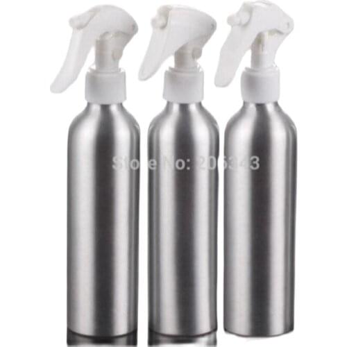 250ml Aluminium bottle bottle metal bottle with transparent/white/black mouse shape mist sprayer pump