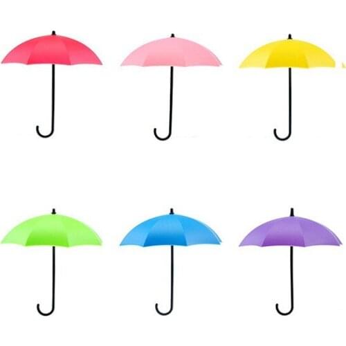 6Pcs Colorful Umbrella Wall Hook Key Hair Holder Organizer Decorative Organizer Hanger Storage Rack Cabinets Home Office 19SEP19