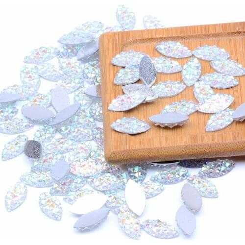 7x15mm Crystal AB Color Resin Rhinestones Flat Back Marquise Glue On Clear AB Beads For Crafts Scrapbooking DIY Jewelry