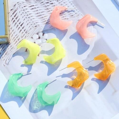 Candy Multicolor Resin Earrings Plastic Geometric Trend Exquisite Earrings Letter C Party Earrings Women Girl Gifts For Friends