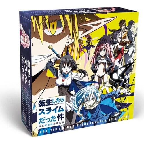 Anime That Time I Got Reincarnated as a Slime little gift box toy include postcard badge stickers bookmark sleeves bracelet gift