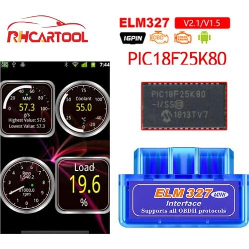 Car Elm327 V1.5 V2.1 Bluetooth OBD2 PIC18F25K80 Chip Code Reader ELM 327 OBD2 V1.5 Diagnostic Tool Diesel/petrol ON Android