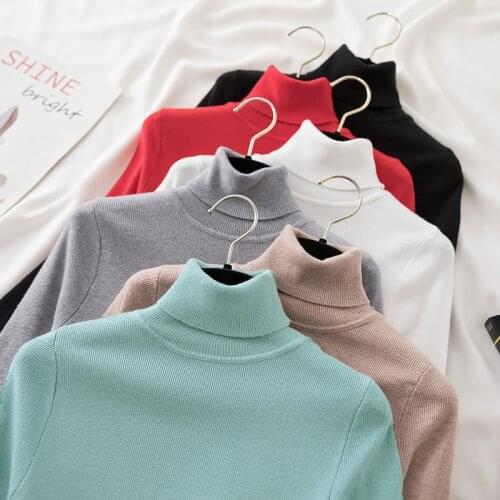 Basic autumn tight female pullover Causal long sleeve top women winter turtleneck sweater Office lady Oversize jumper Pullovers