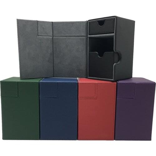 Mid-Large size Card Case Deck Box Board Game TCG Container: Black Red Green Color