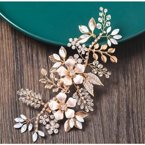 Rhinestone Flower Clip Hairband Wedding Accessories For Women Headband Hair Clip Jewelry Ladies Hair Decoration Headpiece