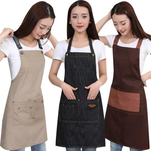 Denim canvas apron Korean cake baking coffee tea shop waiter work apron aprons