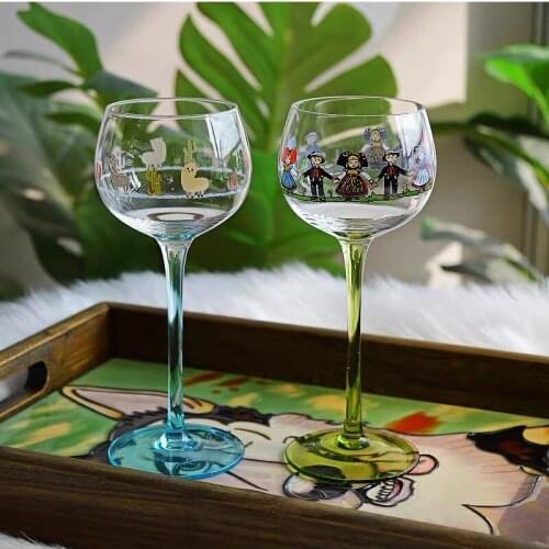 Alsace Style Small Man Red Wine Glass Vintage Goblet Champagne Cocktail Glasses Home Party Drinkware Desktop Decoration