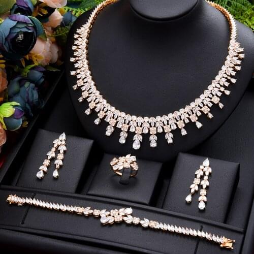 KellyBola Jewelry 2021 exquisite workmanship customized luxury zircon necklace set bride wedding engagement accessories