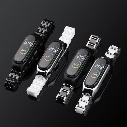 Mi Band 5 6 Bracelet Ceramic Straps for Xiaomi 4 3 Band Mi6 Bracelet Replacement Bracelet Accessories Stainless Steel Luxury Cor
