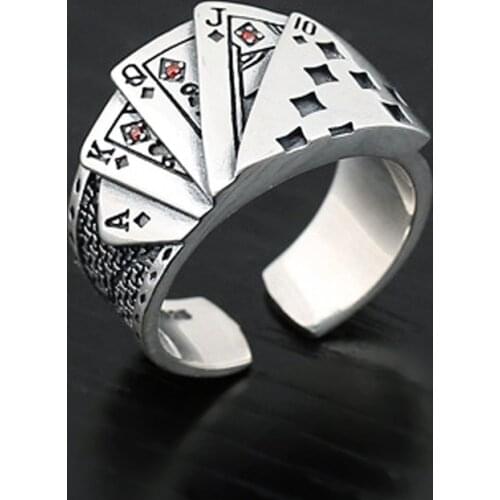 Personality Punk Finger Ring Magician Playing Card Open Men Womens Ring Motorcycle Party Biker Hip Hop Jewelry Party Gifts