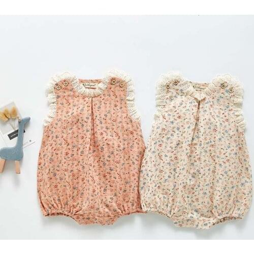 Summer Baby Girls Clothes Baby Bodysuit Floral Lace Sleeveless Triangle Jumpsuit Infant One-piece Outfits