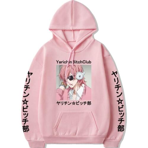Anime Yarichin Club Ayato Yuri Kawaii Hoodies Plus Size Pink Harajuku streetwear Hoodie men Hip Hop Sweatshirt Pullover Unisex