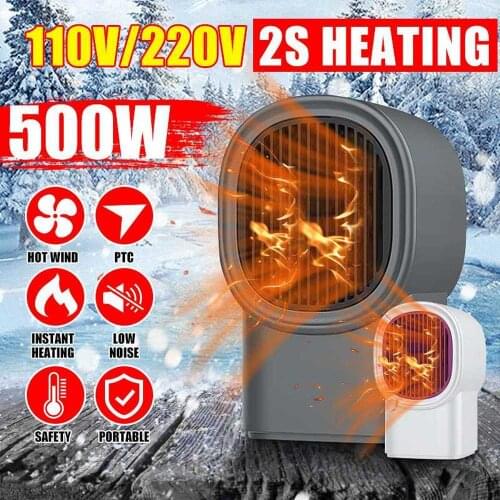 Mini Portable Electric Space Heater Desktop Heating Warm Air Heater For Home Office Radiator Warmer Fan Remote Heat Thermostat