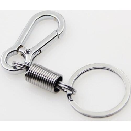 Fashion Jewelry High Quality Spring Metal Car Keychain Men and Women Creative Waist Hanging Simple KeyChain KeyRing Pendant Tool