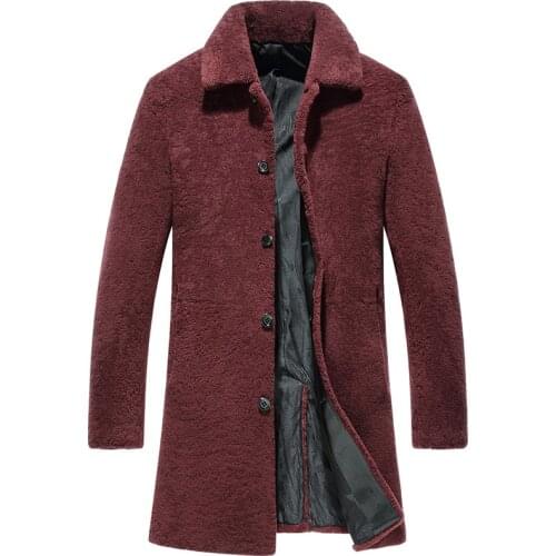 Real Wool Men Autumn Winter Long Coat Sheep Shearling Jacket Mens Jackets Natural Fur Coats 2020 KJ1162