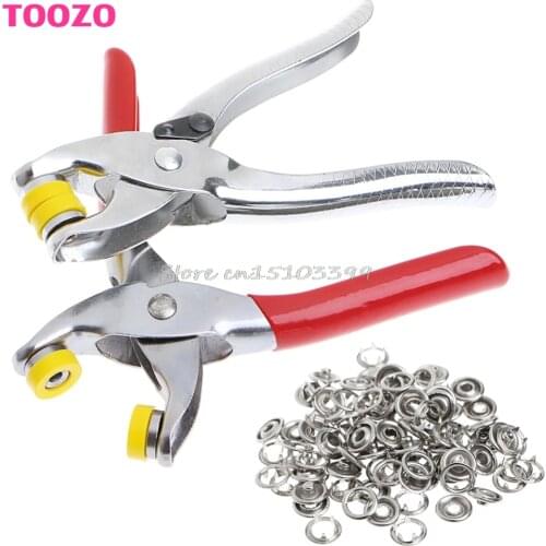 100 Sets 9.5mm Silver Prong Ring Press Studs Snap Fasteners Dummy Clip Plier Drop Ship