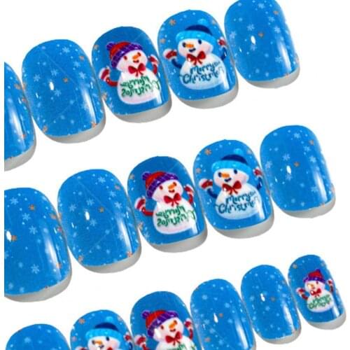 Christmas Style Fake Nails Stickers Colorful DIY Full Cover False Nails Art Press On Tips Children Adult Manicure Sticker