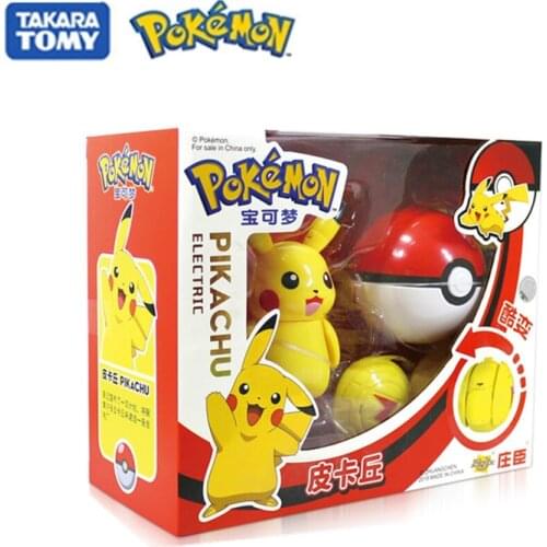 Genuine Pokemon Pikachu Action Figure Elf Ball Model Anime Pocket Monster Deformation Pokeball Kawaii Kids Collect Toy Gift