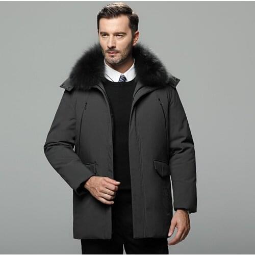2019 New Winter Thick Mens Down Jacket Fashion White Duck Down Large Fur Collar Down Jacket 4 Colors Optional