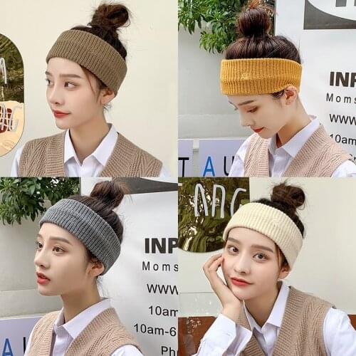 9cm Width New Winter Warm Knit Turban Hair Wrap Headbands for Women Hair Accessories Knitted Bandanas Sport Headwrap