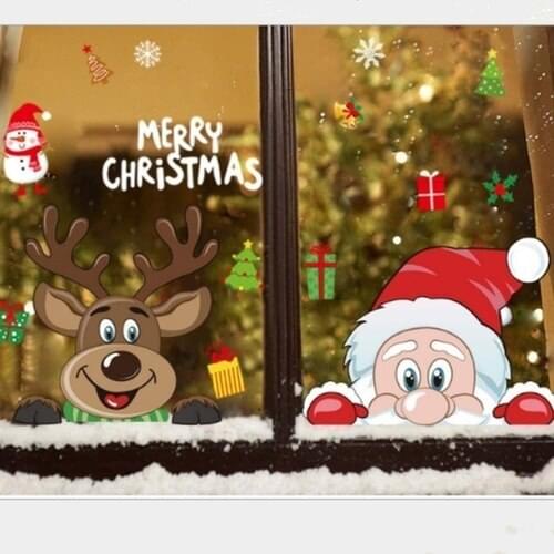 New Christmas Window Sticker Santa Claus Sticker Elk Wall Sticker Window Glass Sticker Gift Window Decoration