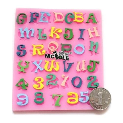 Wholesale Silicone mold K016 Mini1-10 numbers & A-Z letters shape Decoration Fondant cake mold