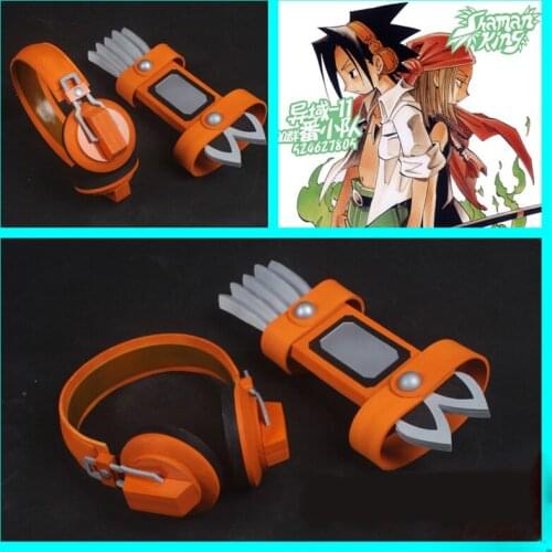Anime SHAMAN KING Yoh Asakura Cosplay Necklace Hand Armor Weapon Earphone Headphone Accessories Headwear Cosplay Costume Props