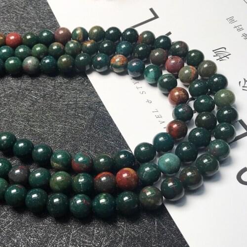 Natural Heliotrope blood stone beads smooth round needlework For Jewelry Making DIY Bracelet Necklace