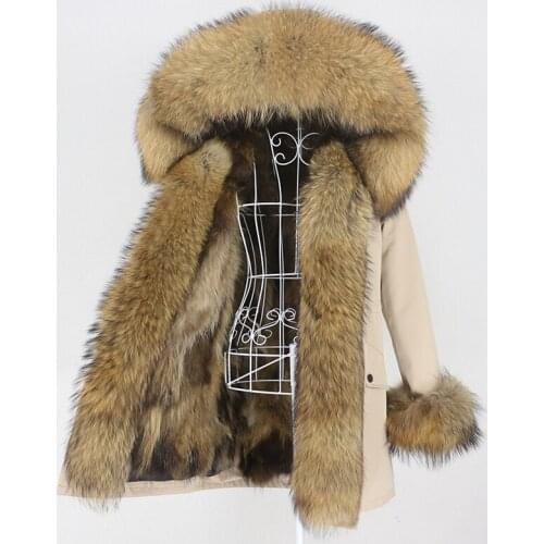 MENINA BONITA 2021 Long Waterproof Parka Real Fur Coat Winter Jacket Women Hood Natural Raccoon Fox Fur Outerwear Detachable