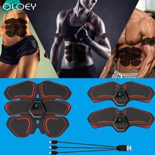 Rechargeable EMS Abdominal Muscle Stimulator Trainer ABS Electrostimulation Fitness Massager Abdomen Muscular Exercise Home Gym