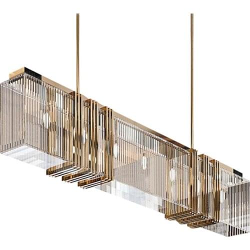 Rectangular living room chandelier modern led lights gold dining room lamp long project lighting