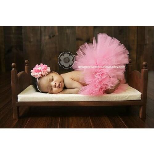 Newborn Girl Pink Lace Skirt Photography Props Infant Photo Shoot Headband+Tutu Dress Outfits Baby Picture Fotografie Shoot Prop