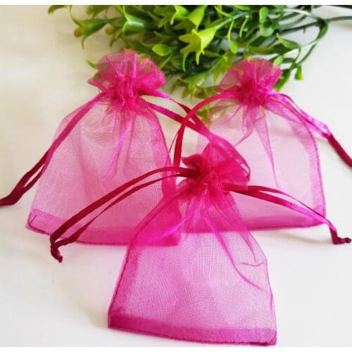 Rose Red Jewelry Bag Wholesale Small Jewelry Bags Pouch Drawstring Bag Jewelry Organza Fabric Pouches Gift Bags Packaging Bags