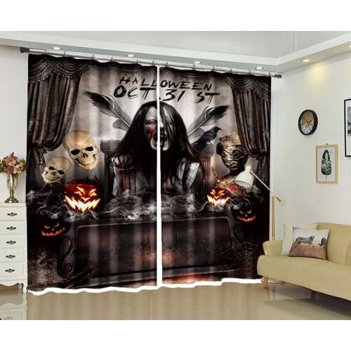 Halloween mask Curtains Luxury Blackout 3D Window Curtains Living Room intimidate Bedroom Drapes Cortinas Rideaux pillowcase