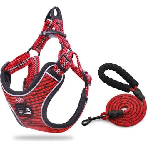 Dog harness reflective and explosion-proof adjustable vest-style dog harness and leash set soft breathable leash pet accessories