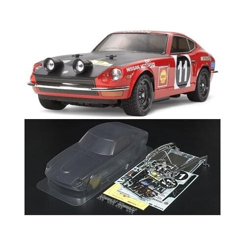 Tamiya 51407 Daatsun 240Z Rally RC clear Body Set 190MM with light lamp cup for DF-03Ra, TT-01, and TT-01 Type-E chassis cars